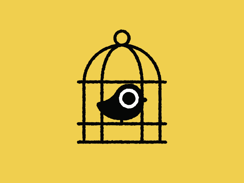 Animation showing bird trying to escape its cage